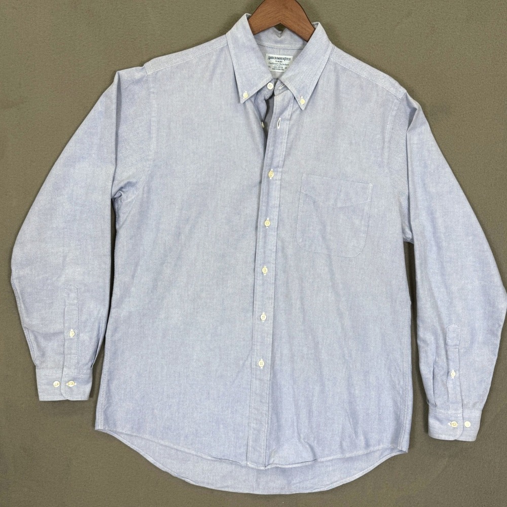 Vintage Abercrombie & Fitch Oxford Shirt Men 15.5 Blue Cotton Hong Kong